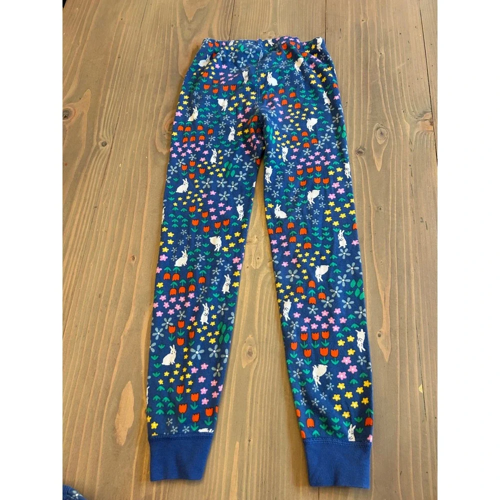 Cc30 Hanna Andersson Kids Blue Bunny Tulip Floral Organic Cotton Pajama Set 6-7